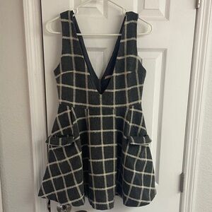 Stylish grey and white checkered juniors or young women's dress size medium